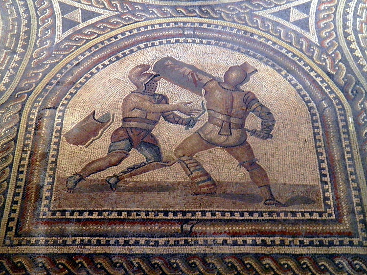 Mosaic with a Thracian and a Murmillo