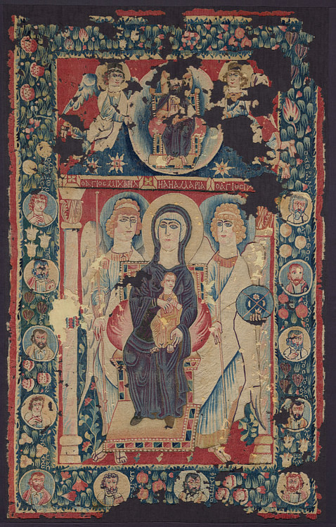 Byzantine Textile Icon of the Virgin and Child