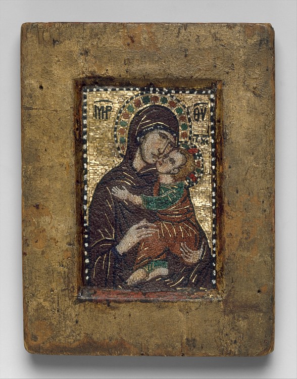 Byzantine Mosaic Icon with the Virgin Eleousa