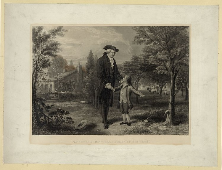 Young George Washington with His Father