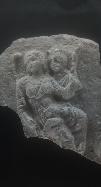 Roman Stucco Medallion Depicting Two Female Figures