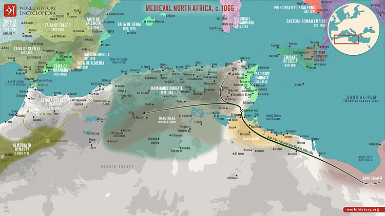 Map of Medieval North Africa, c. 1065