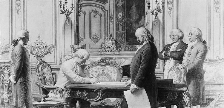 Signing of the Treaties of Alliance between the US and France, 1778