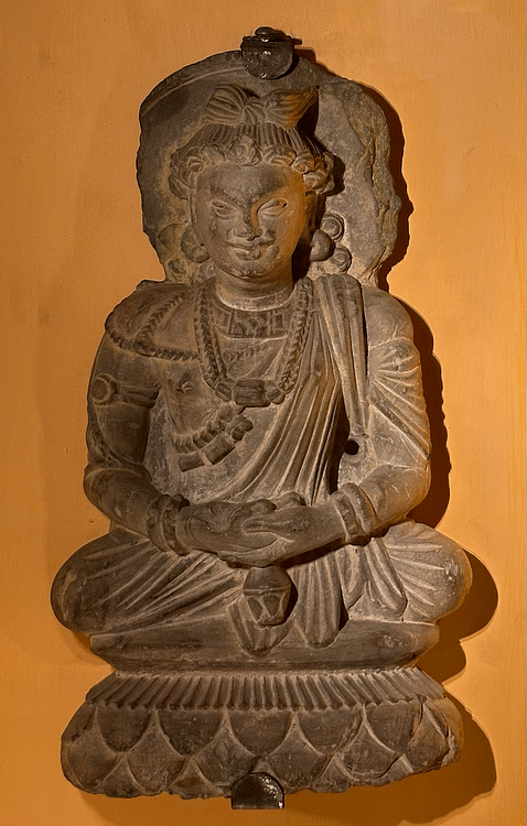 Bejeweled Bodhisattva Maitreya Meditating on a Lotus Seat