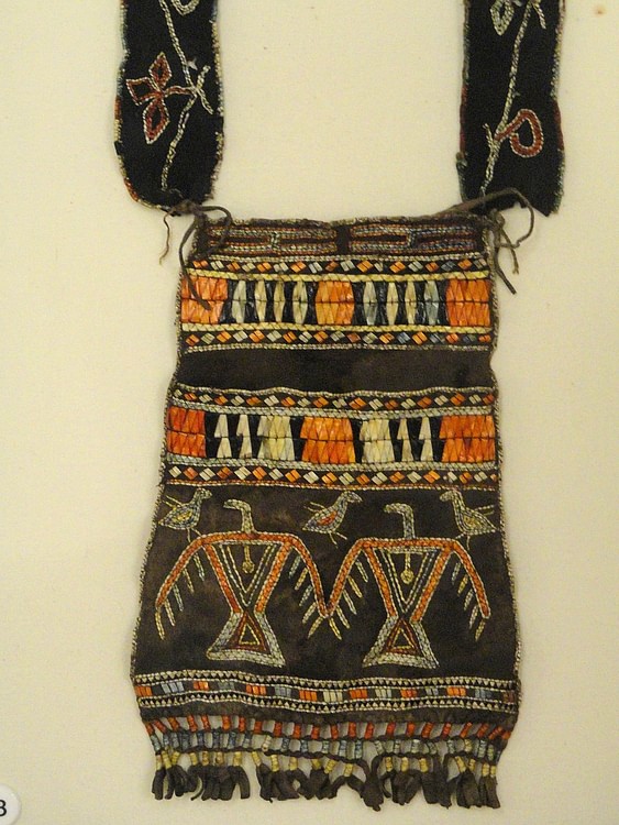 Ojibwe Shoulder Pouch Depicting Two Thunderbirds