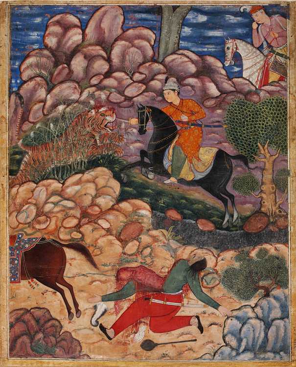 Hamza Kills a Tiger - from the Hamzanama