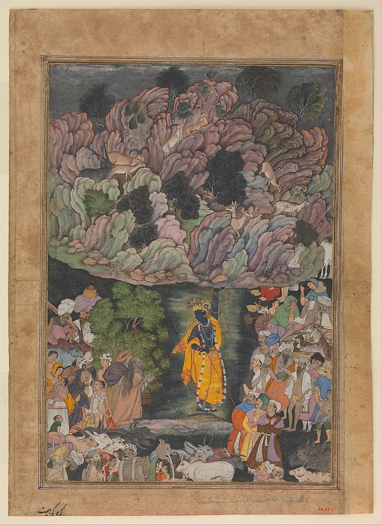 Krishna Holds Up Mount Govardhan