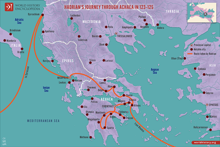 Hadrian's Journey through Achaea, 123-125