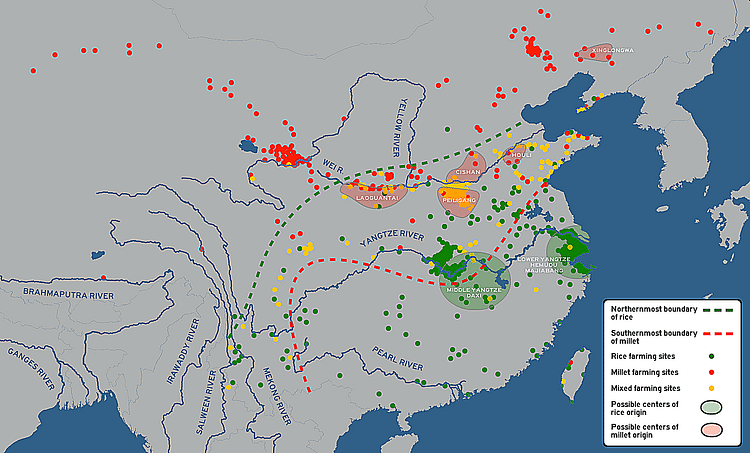 Possible Agricultural Centers in Prehistoric China