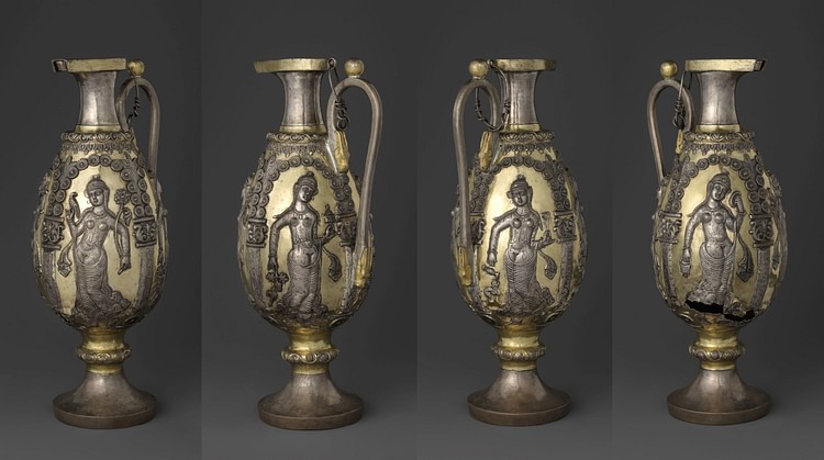 Sassanian Silver Ewer with Female Dancers