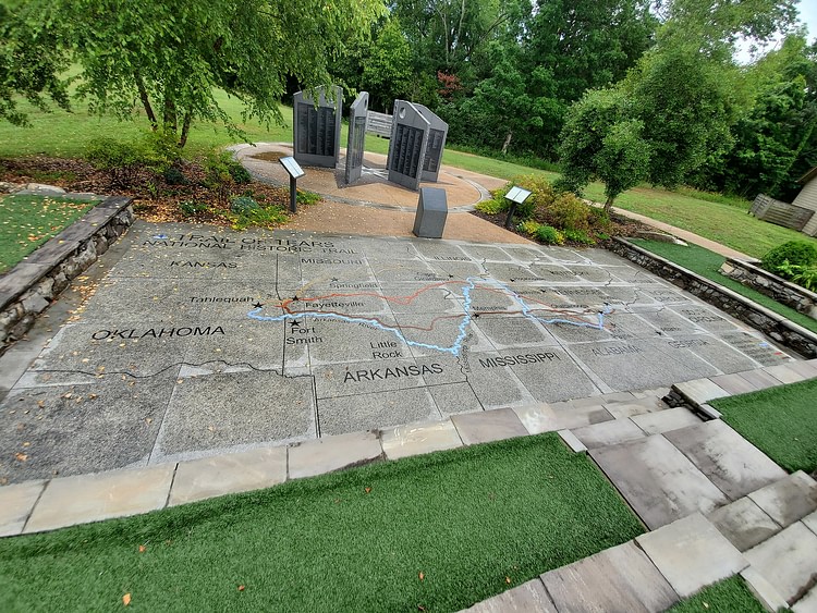 Walkway map at the Cherokee Removal Memorial Park