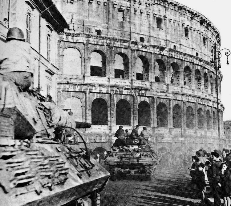 US Army Tanks Passing the Colosseum