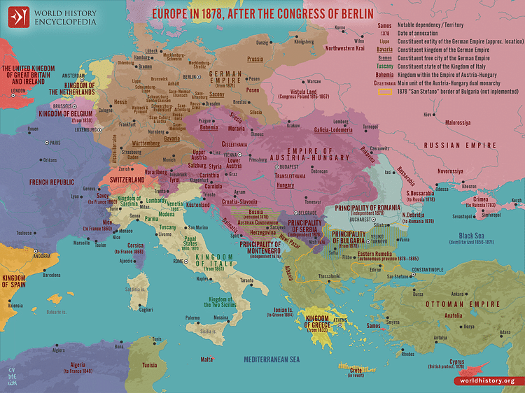 Europe in 1878 after the Congress of Berlin