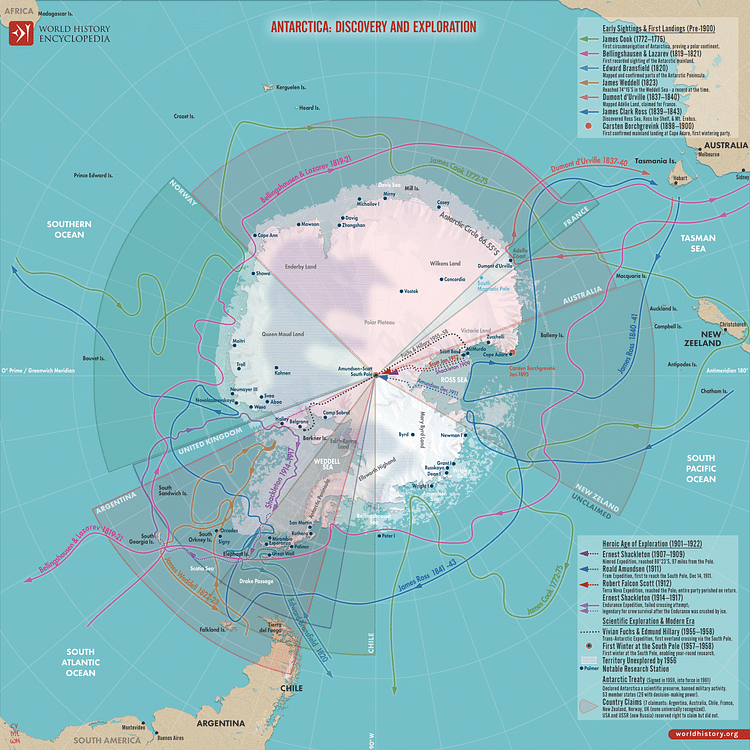 Map of Antarctica: Discovery and Exploration