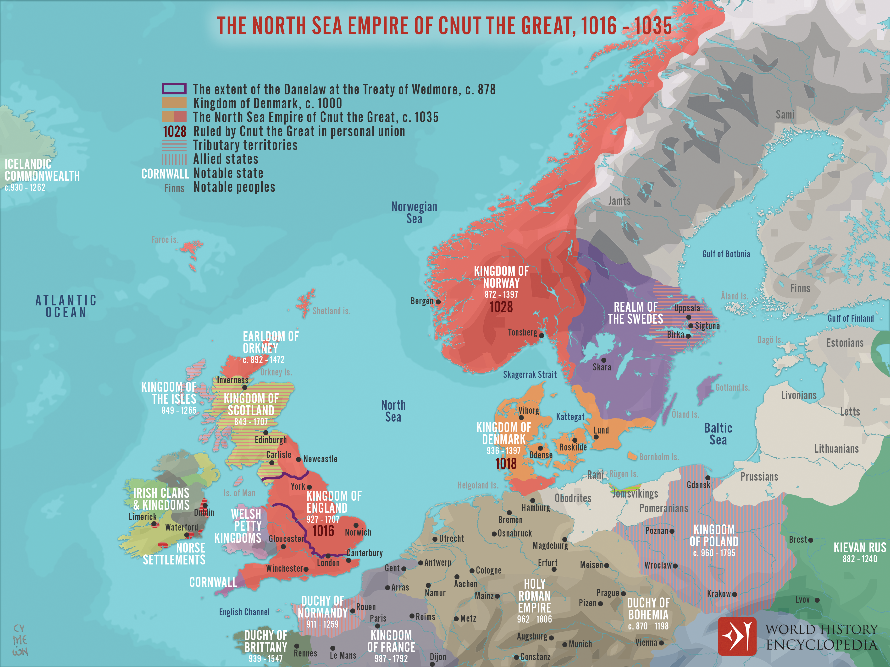 Denmark under King Canute the Great (1014-1035). : r/MapPorn