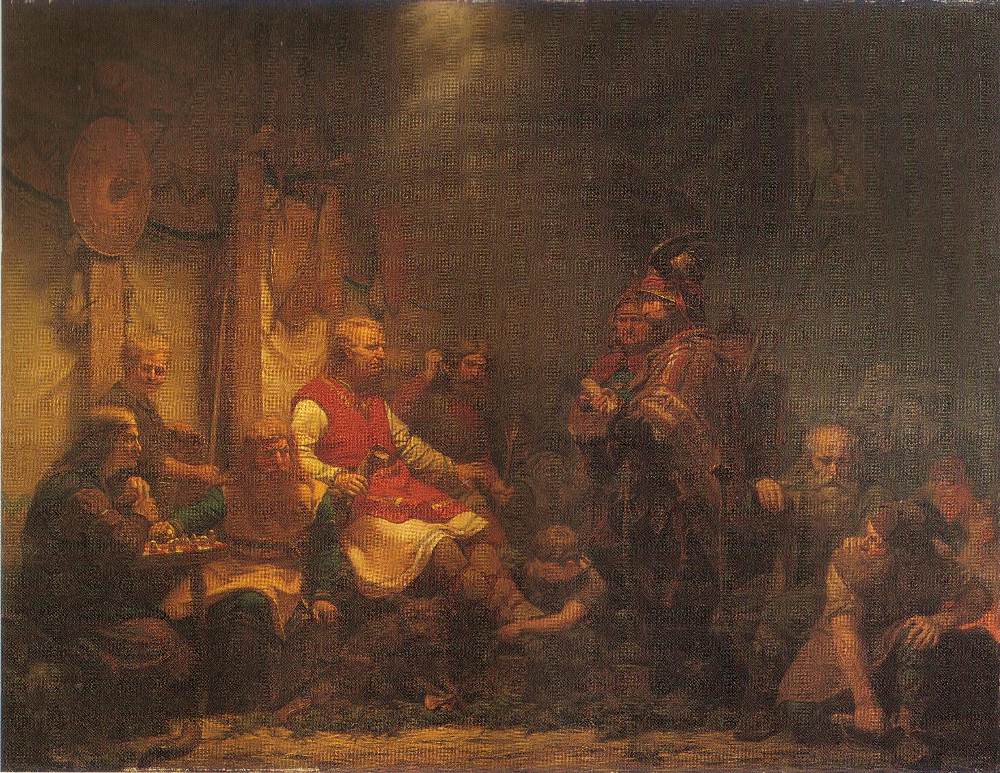 Ragnar deciding on the life of his son Ivar Boneless.