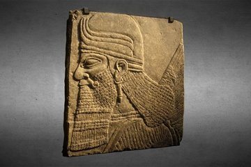 Assyrian Bas-relief with the Head of a Winged Genius